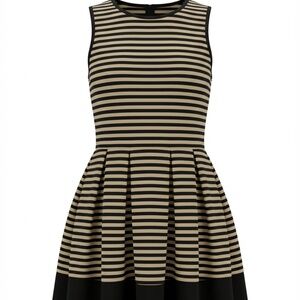 Beautees Size 12 Junior Girls Dress Striped Formal, A-Line Black/Brown Casual